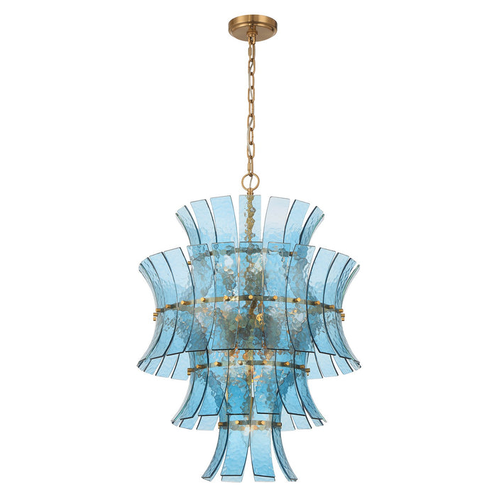 Crystorama ABI-2006-AG-BL 13 Light Chandelier, Aged Brass