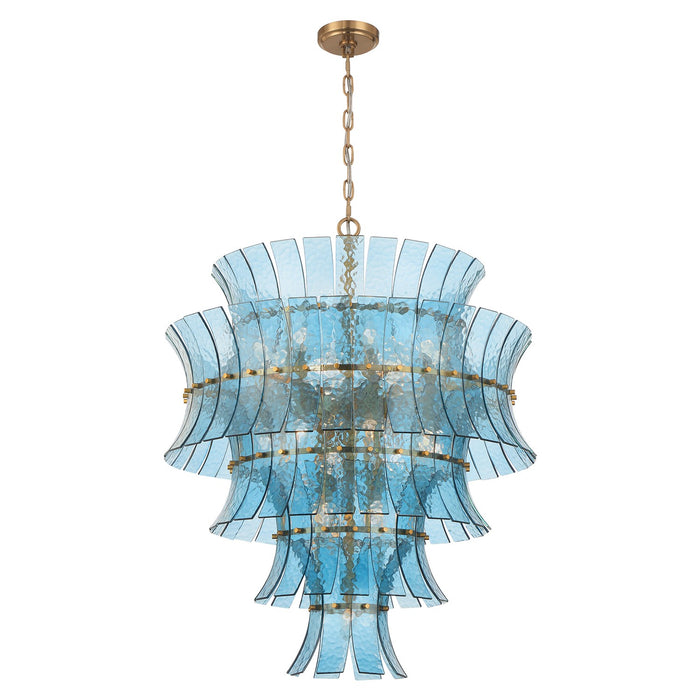 Crystorama ABI-2008-AG-BL 21 Light Chandelier, Aged Brass