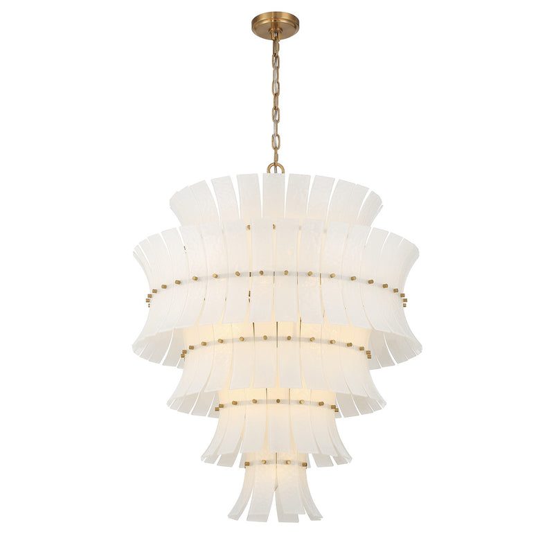 Crystorama ABI-2008-AG-WH 21 Light Chandelier, Aged Brass