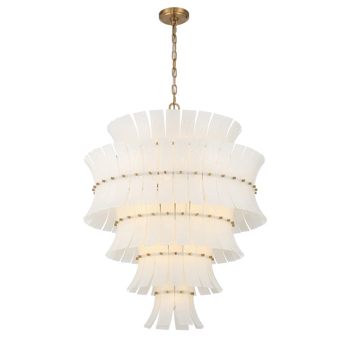 Crystorama ABI-2008-AG-WH 21 Light Chandelier, Aged Brass