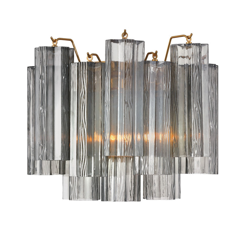 Crystorama ADD-302-AG-SM Two Light Wall Sconce, Aged Brass