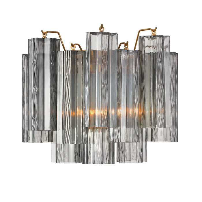 Crystorama ADD-302-AG-SM Two Light Wall Sconce, Aged Brass