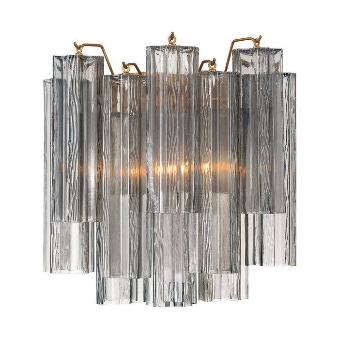 Crystorama ADD-303-AG-SM Two Light Wall Sconce, Aged Brass