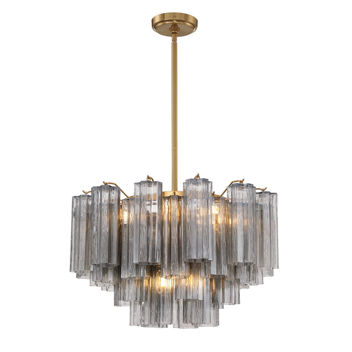 Crystorama ADD-308-AG-SM Nine Light Chandelier, Aged Brass