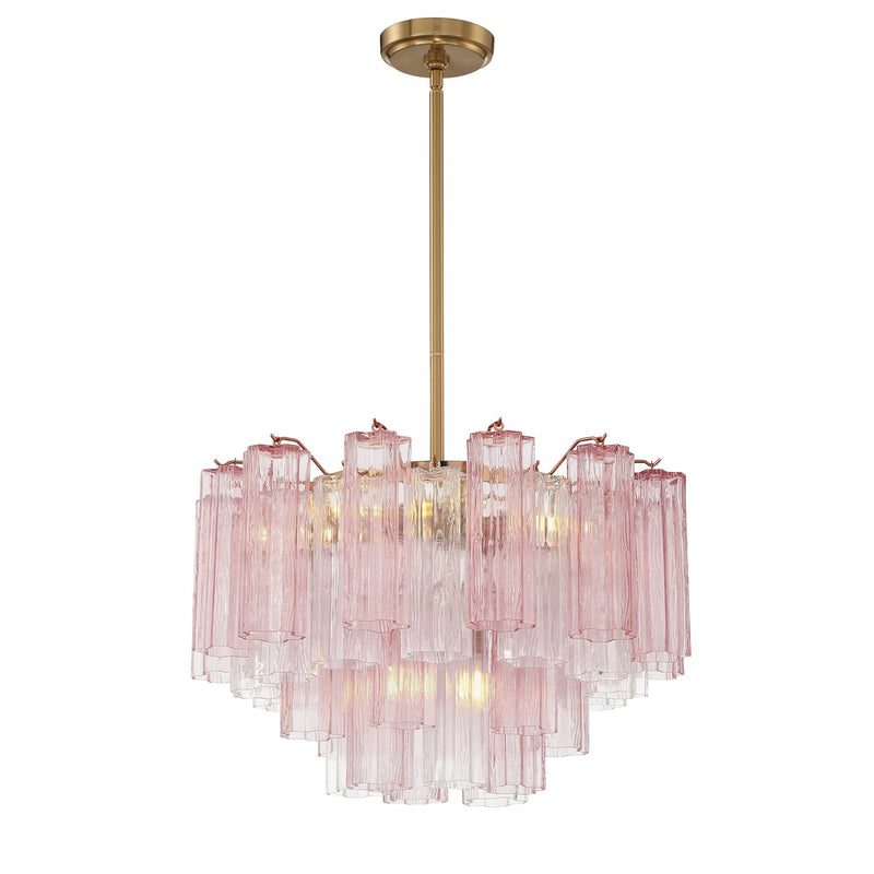 Crystorama ADD-308-AG-SP Nine Light Chandelier, Aged Brass