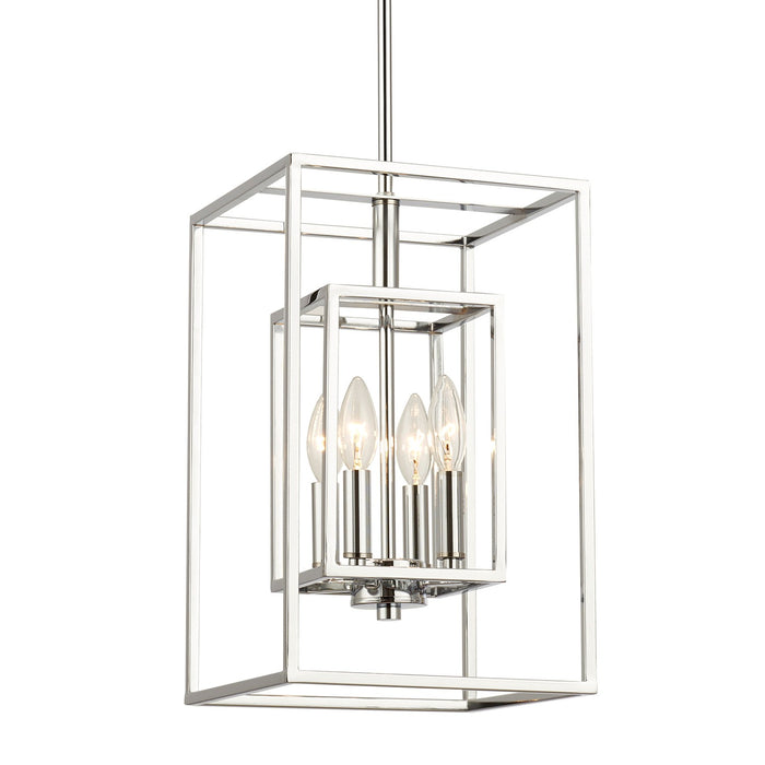 Crystorama ED884114CH Four Light Pendant, Polished Chrome
