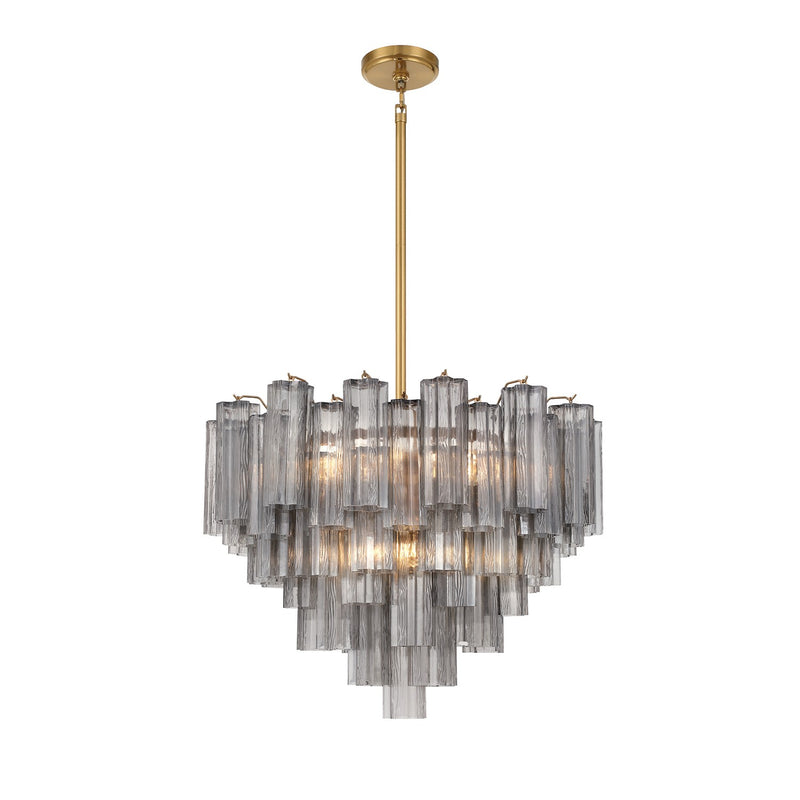 Crystorama ADD-312-AG-SM 12 Light Chandelier, Aged Brass