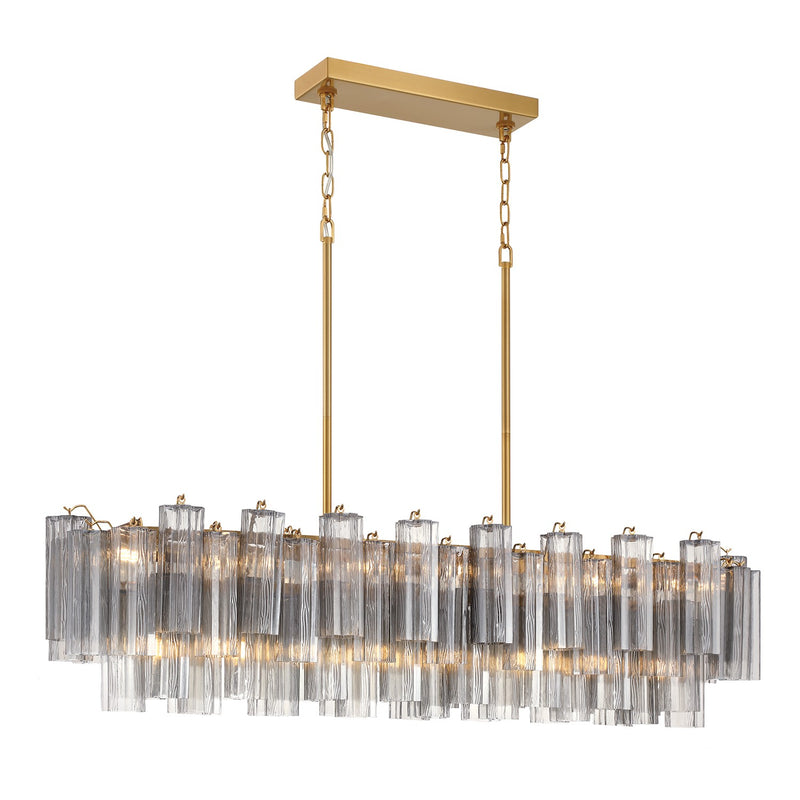 Crystorama ADD-317-AG-SM 14 Light Linear Chandelier, Aged Brass