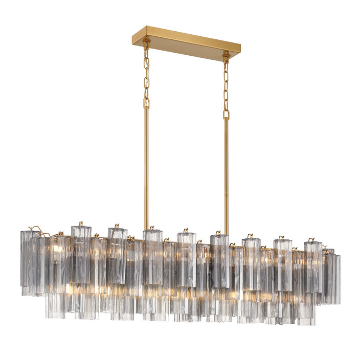 Crystorama ADD-317-AG-SM 14 Light Linear Chandelier, Aged Brass