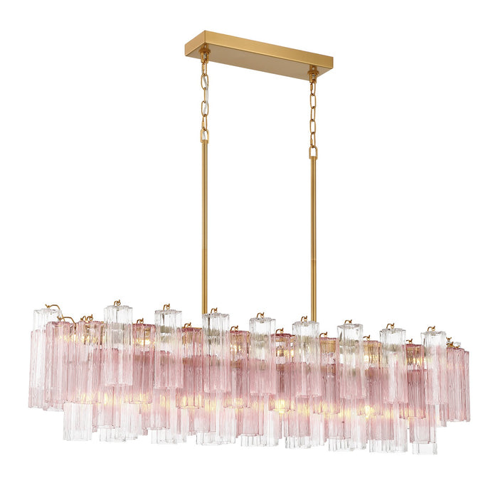 Crystorama ADD-317-AG-SP 14 Light Linear Chandelier, Aged Brass