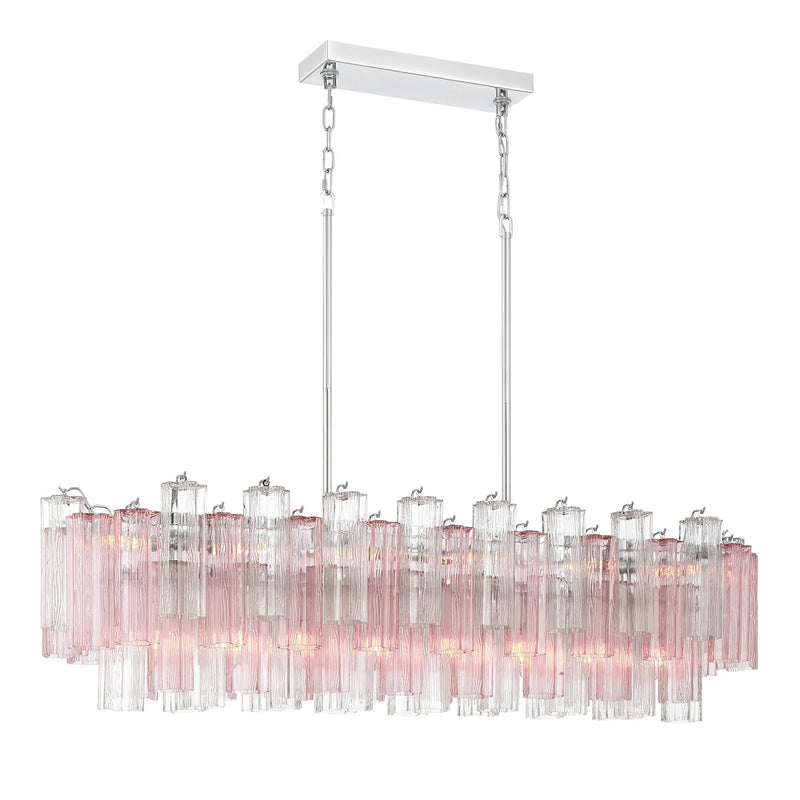 Crystorama ADD-317-CH-SP 14 Light Linear Chandelier, Polished Chrome