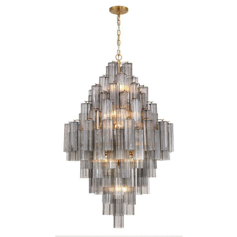Crystorama ADD-319-AG-SM 20 Light Chandelier, Aged Brass