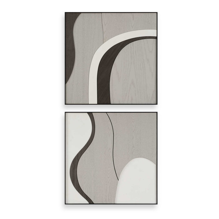 Uttermost 04387 Wall Art, Walnut, Grey, And White