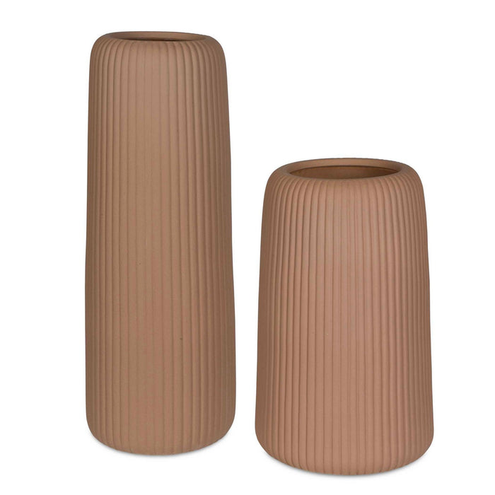 Uttermost 18217 Vases, Set/2, Brown Ribbed