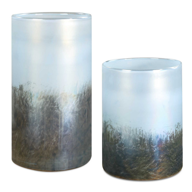 Uttermost 18253 Vases Set/2, Blue To Silver