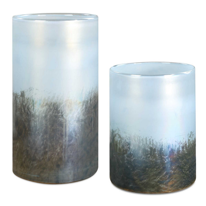 Uttermost 18253 Vases Set/2, Blue To Silver