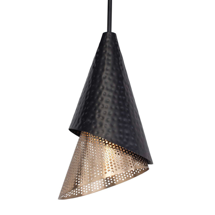 Uttermost 21624 One Light Pendant, Matte Black & Matte Gold