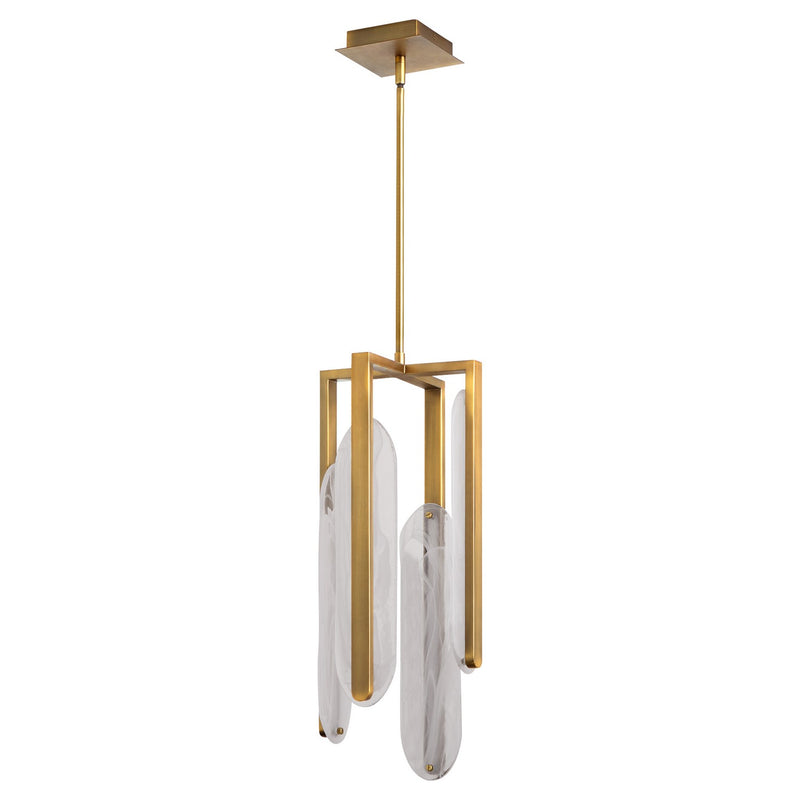 Quorum 3-8145-56 LED Pendant, Brushed Brass
