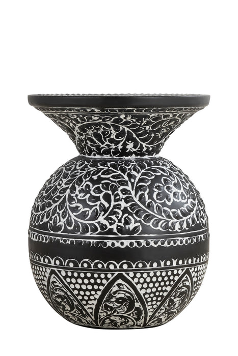 Canarm 7521 Side Table, Black With White Antique