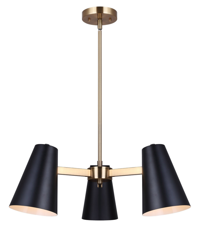 Canarm ICH1145A03BKG Three Light Chandelier, Matte Black And Gold