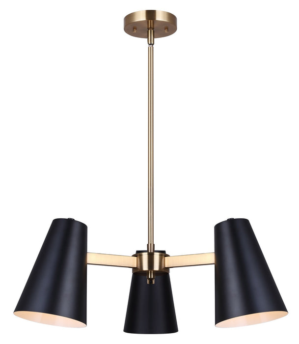 Canarm ICH1145A03BKG Three Light Chandelier, Matte Black And Gold