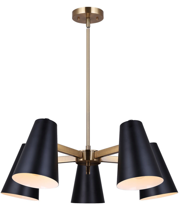 Canarm ICH1145A05BKG Five Light Chandelier, Matte Black And Gold