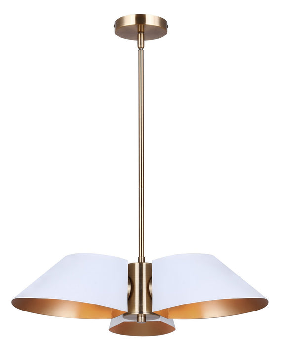 Canarm ICH1146A03WHG Three Light Chandelier, Matte White And Gold