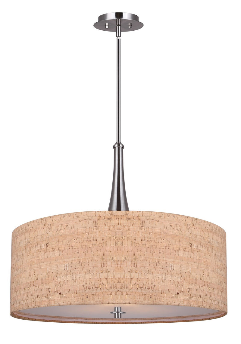 Canarm ICH2120B03BN22 Three Light Chandelier, Cork And Brushed Nickel
