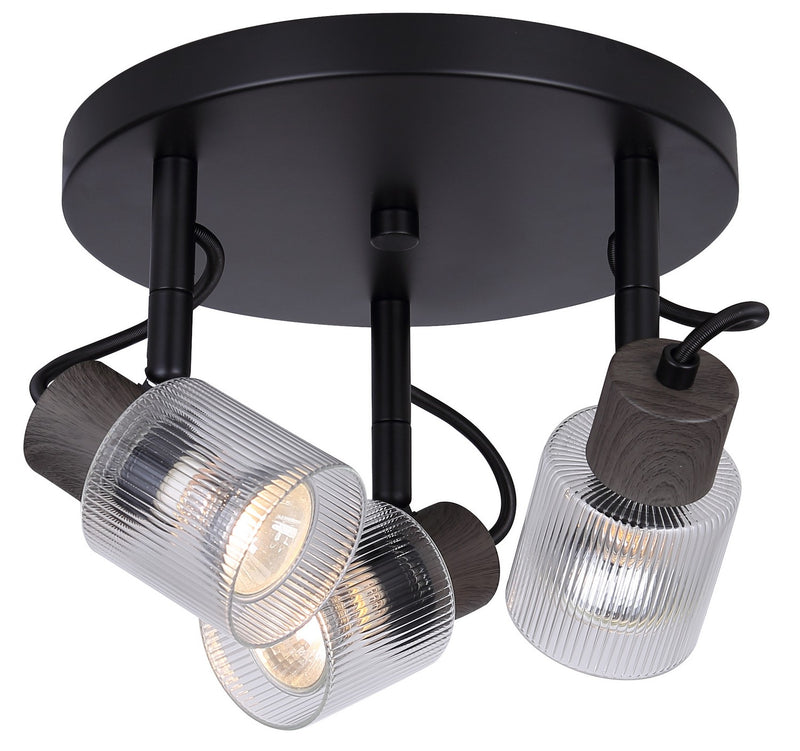 Canarm ICW1198A03BKW10 Three Light Ceiling/Wall Mount, Black