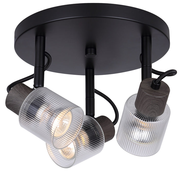 Canarm ICW1198A03BKW10 Three Light Ceiling/Wall Mount, Black