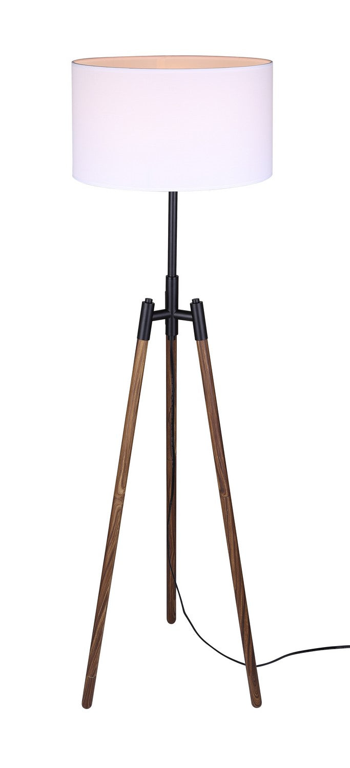Canarm IFL2127B63BKW One Light Floor Lamp, Matte Black And Faux Woodgrain