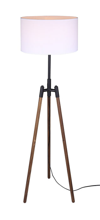 Canarm IFL2127B63BKW One Light Floor Lamp, Matte Black And Faux Woodgrain