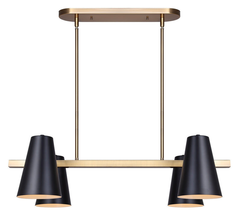 Canarm IPL1145A04BKG Four Light Pendant, Matte Black And Gold