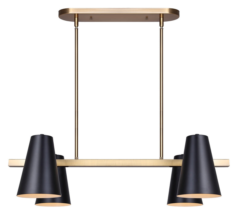 Canarm IPL1145A04BKG Four Light Pendant, Matte Black And Gold