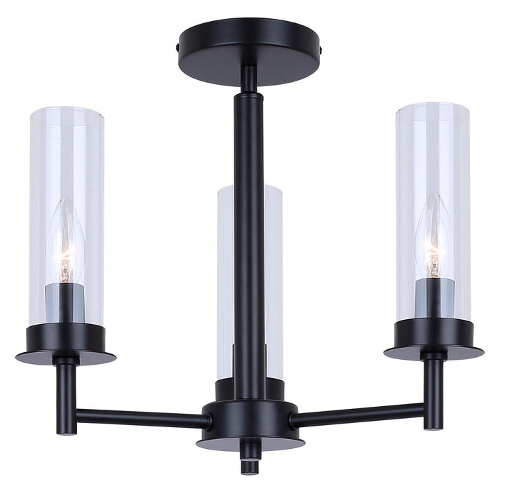 Canarm ISF1205A03BK Three Light Semi Flush Mount, Black