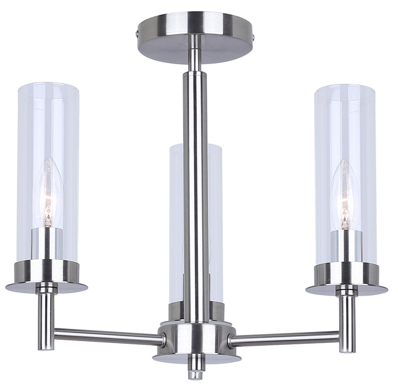 Canarm ISF1205A03BN Three Light Semi Flush Mount, Brushed Nickel