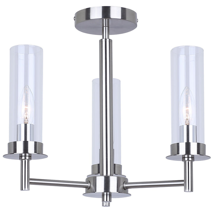 Canarm ISF1205A03BN Three Light Semi Flush Mount, Brushed Nickel