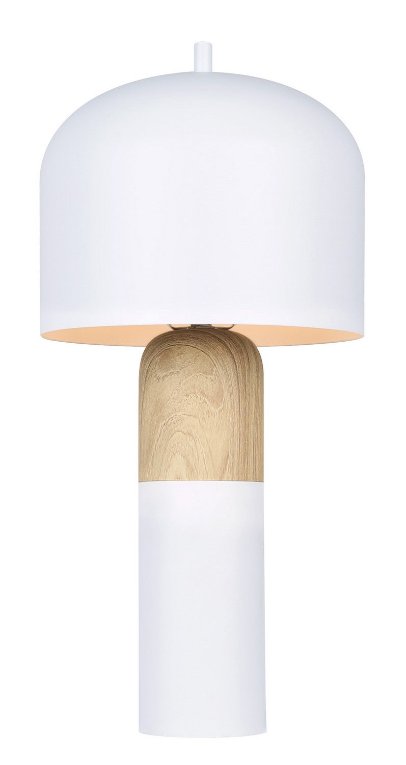 Canarm ITL1152A18WHW One Light Table Lamp, Matte White & Faux Wood