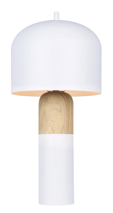 Canarm ITL1152A18WHW One Light Table Lamp, Matte White & Faux Wood