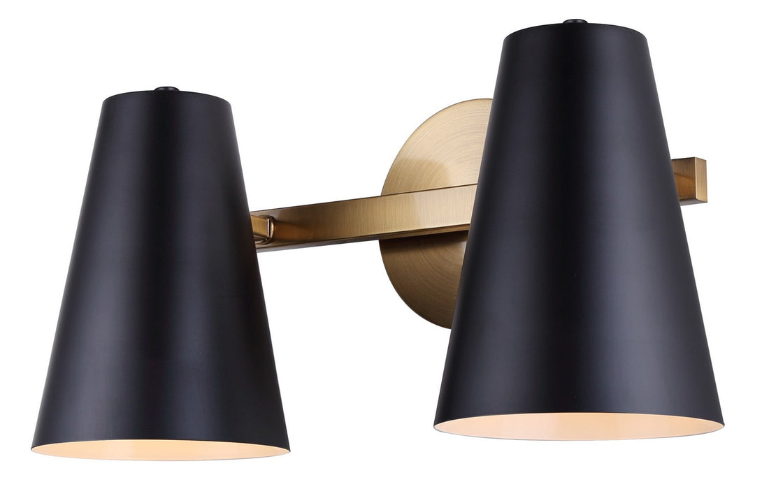 Canarm IVL1145A02BKG Two Light Vanity, Matte Black And Gold