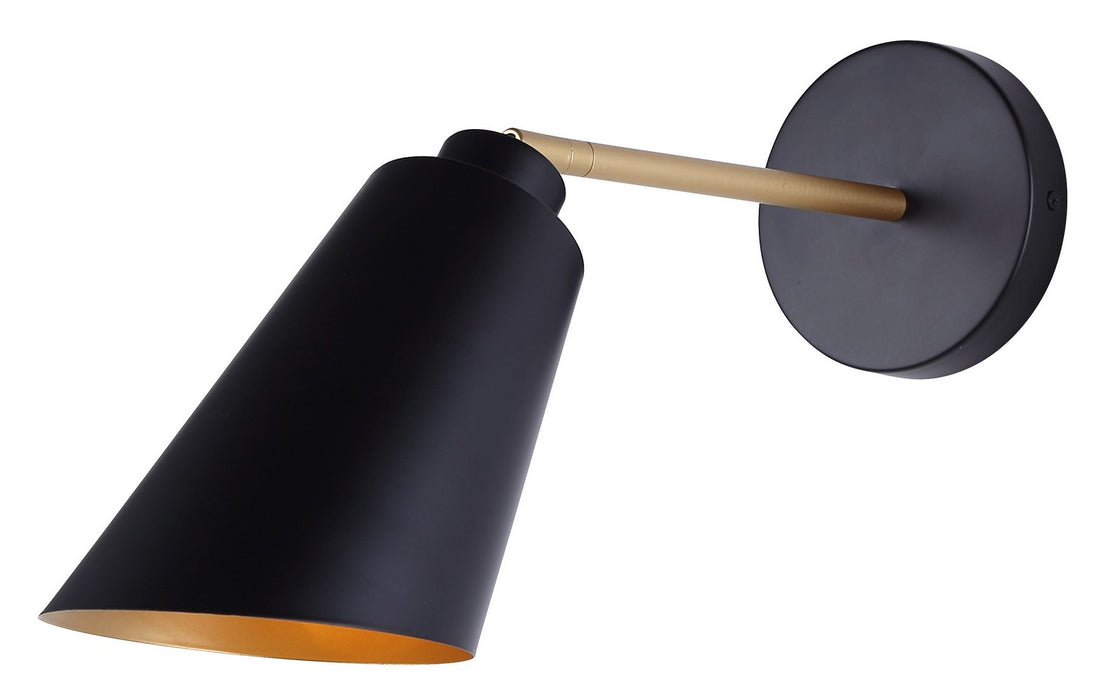 Canarm IVL1178A01BKG One Light Vanity, Matte Black And Gold
