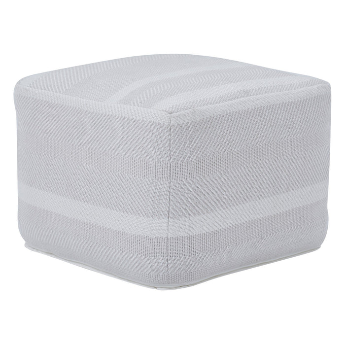 Renwil PF046 Pouf, Light Grey/ Ivory