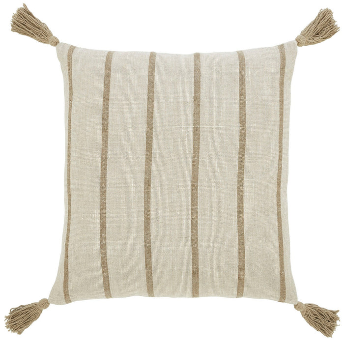 Renwil PWFL1436 Pillow, Natural Linen / Dark Brown Linen Stripe