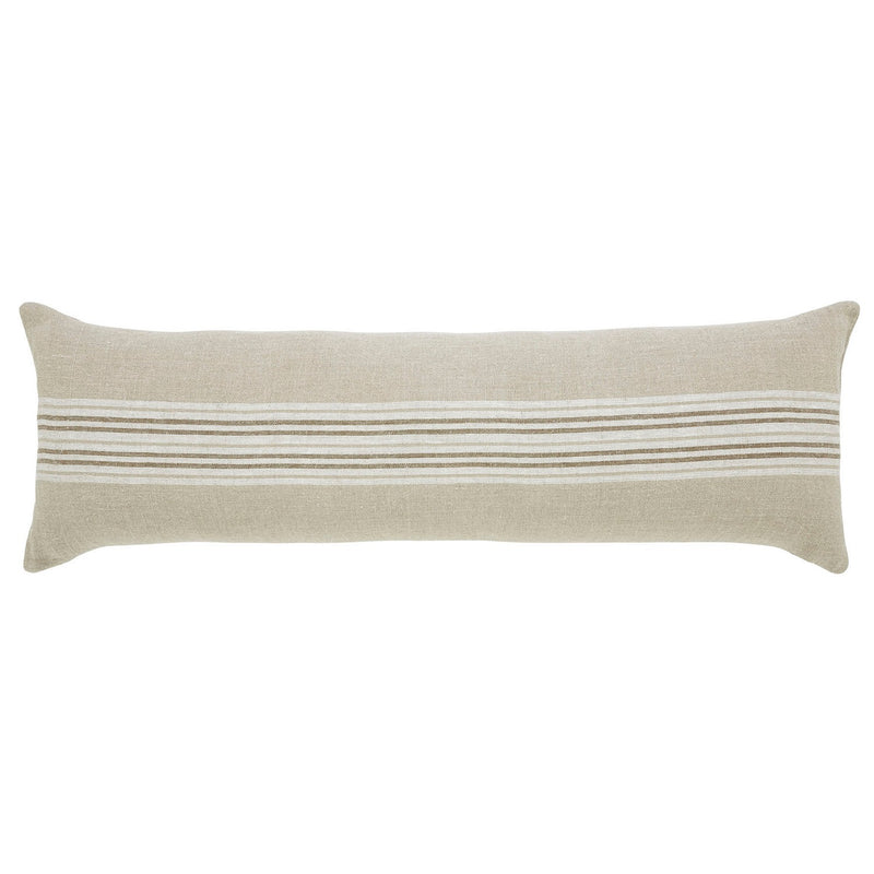 Renwil PWFL1438 Pillow, Natural/ White & Dark Brown Stripe