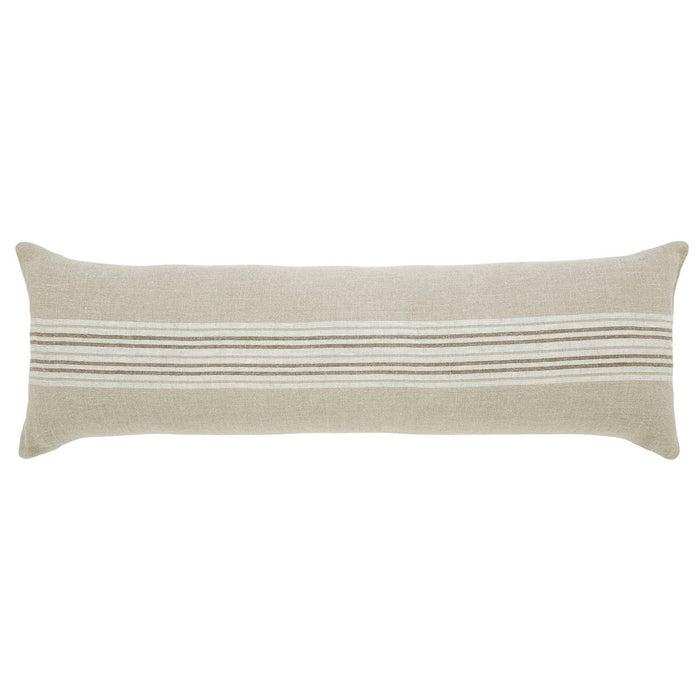 Renwil PWFL1438 Pillow, Natural/ White & Dark Brown Stripe