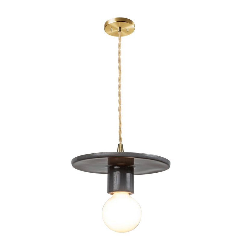 Justice Designs CER-6320-GRY-ABRS-BEIG-TWST One Light Pendant, Gloss Grey