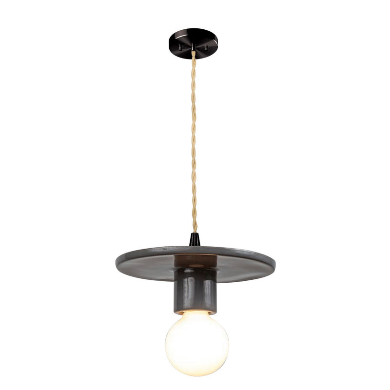 Justice Designs CER-6320-GRY-MBLK-BEIG-TWST One Light Pendant, Gloss Grey