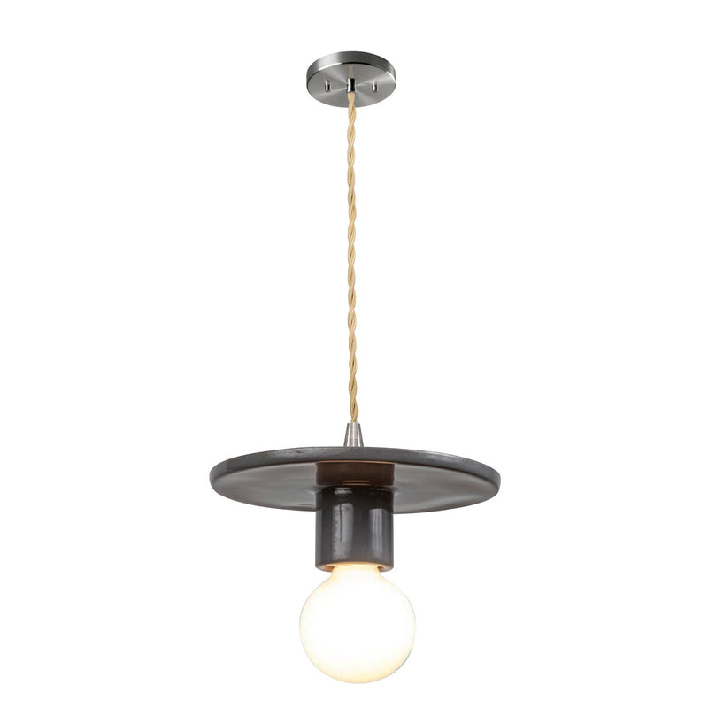 Justice Designs CER-6320-GRY-NCKL-BEIG-TWST One Light Pendant, Gloss Grey