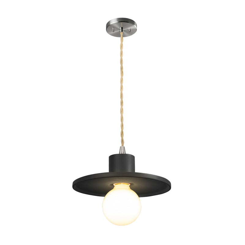 Justice Designs CER-6325-CRB-NCKL-BEIG-TWST One Light Pendant, Carbon - Matte Black