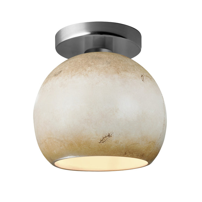 Justice Designs CER-6353-TRAG-NCKL One Light Semi-Flush Mount, Greco Travertine